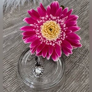 💗BRIGHTON Retired ABC Sparkle Heart Charm Silver Clear